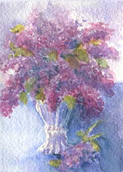 "Lavendar Lilacs" by Charlotte Olson, Merrimac WI - Watercolor - SOLD